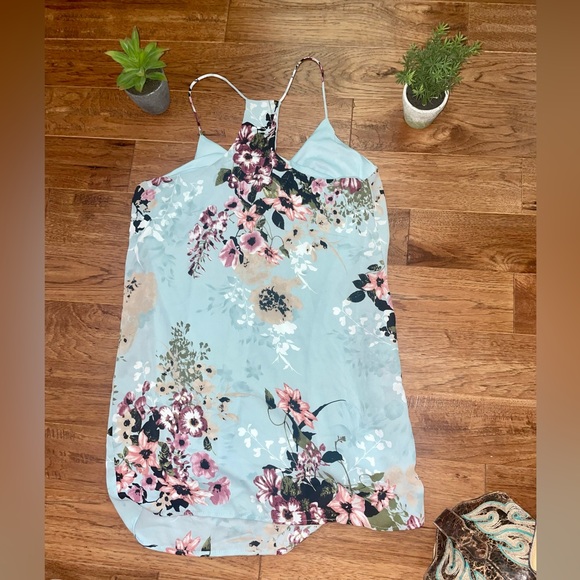 ⭐️SAVED BY FHE DRESS MINT FLORAL TANK SHORT DRESS SZ MEDIUM WARN ONCE - Picture 13 of 16